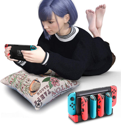 Switch Controller Charger Dock Station, Charger for 4 Joy-Cons with 4 Joy Con Charging Slots, 2 USB 2.0 Plugs and Charging Indicator