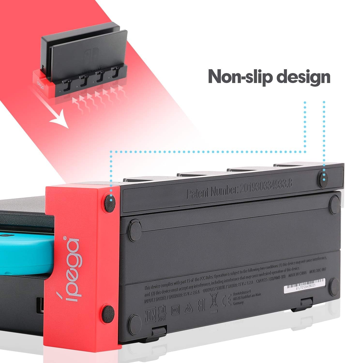 Switch Controller Charger Dock Station, Charger for 4 Joy-Cons with 4 Joy Con Charging Slots, 2 USB 2.0 Plugs and Charging Indicator