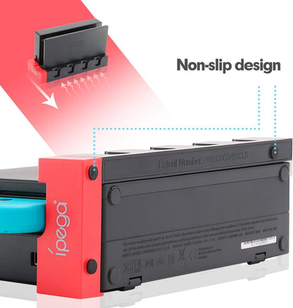 Switch Controller Charger Dock Station, Charger for 4 Joy-Cons with 4 Joy Con Charging Slots, 2 USB 2.0 Plugs and Charging Indicator