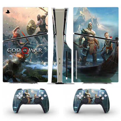 God of War Game PS5 Slim Disc Skin Sticker Decal Cover for Console and 2 Controllers New PS5 Slim Disk Skin Vinyl