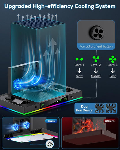 Upgrade Cooling Fan&Dual Charging Stand for Xbox Series X Console&Contro