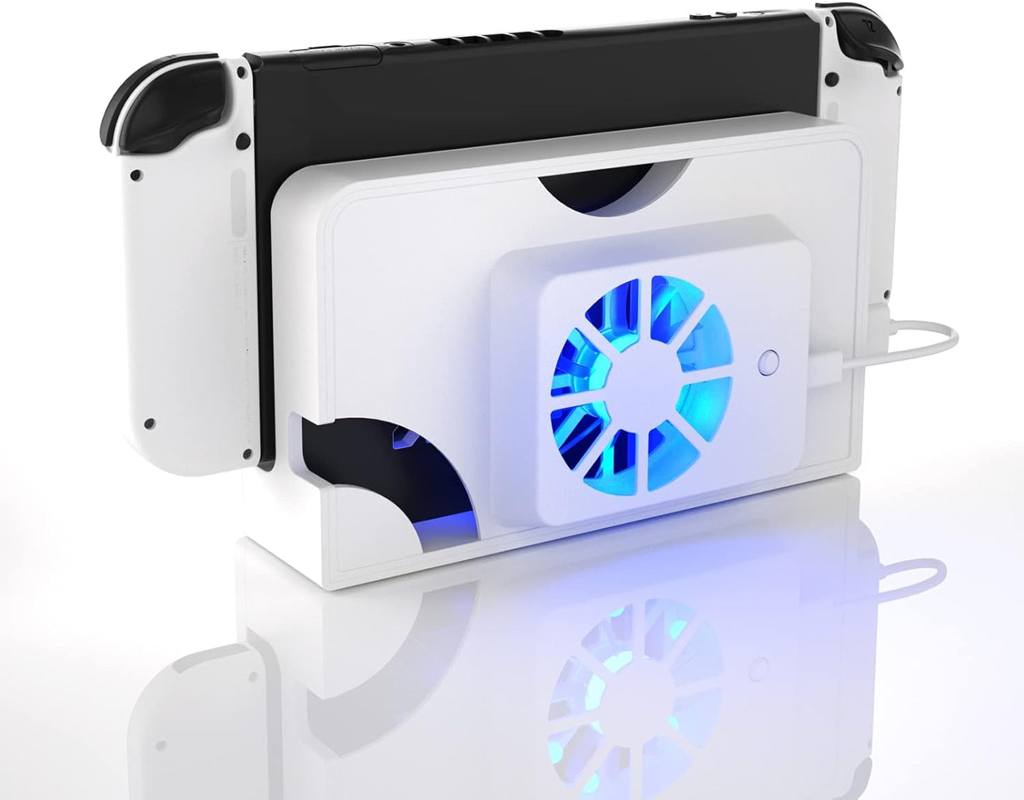 Switch OLED Cooling Fan, Powerful and Quiet Switch OLED Dock Fan, Switch OLED Accessories - White