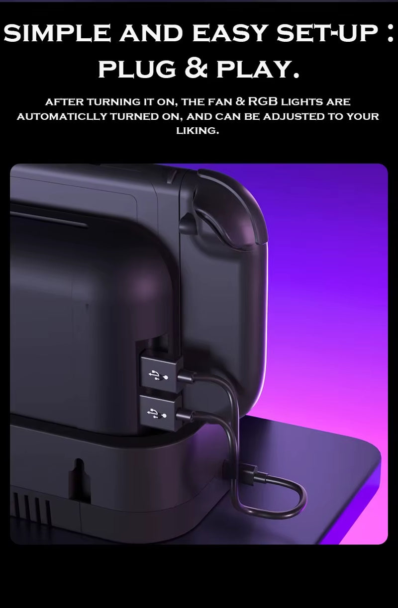 for Switch 2 Dock RGB Cooling Fan Portable HUB Expansion Base Wall Mount with NGC for Switch 2 Accessories