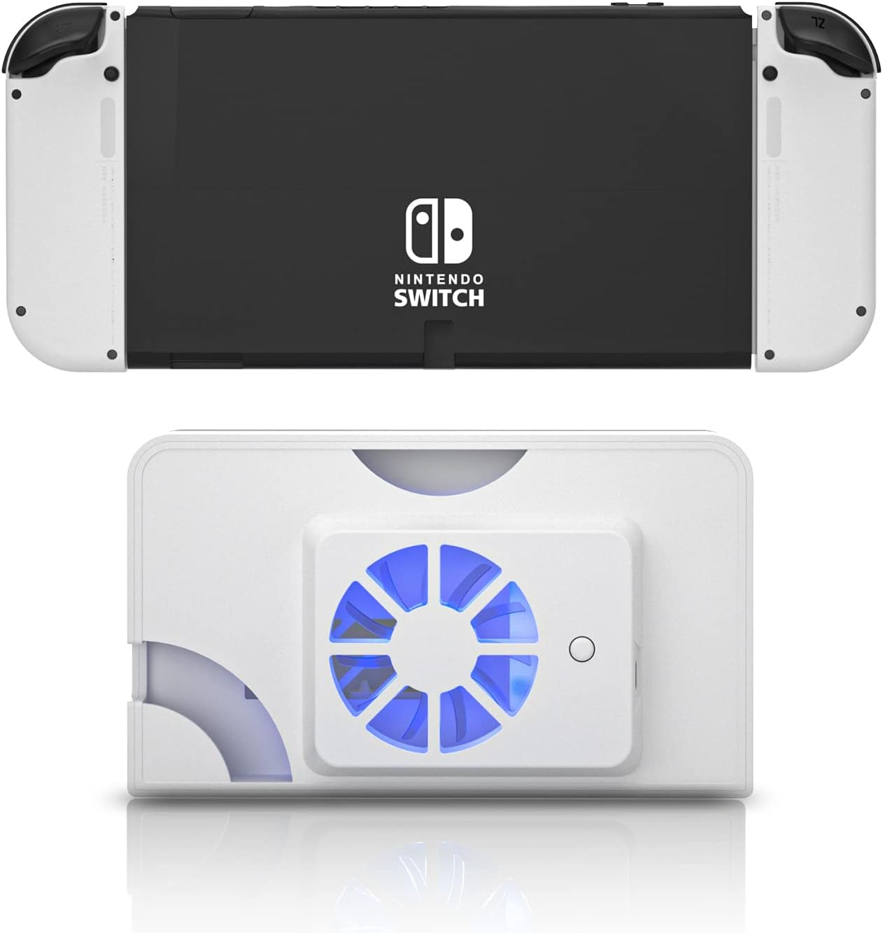 Switch OLED Cooling Fan, Powerful and Quiet Switch OLED Dock Fan, Switch OLED Accessories - White