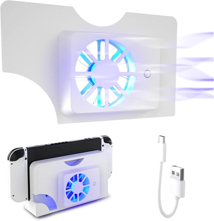 Switch OLED Cooling Fan, Powerful and Quiet Switch OLED Dock Fan, Switch OLED Accessories - White