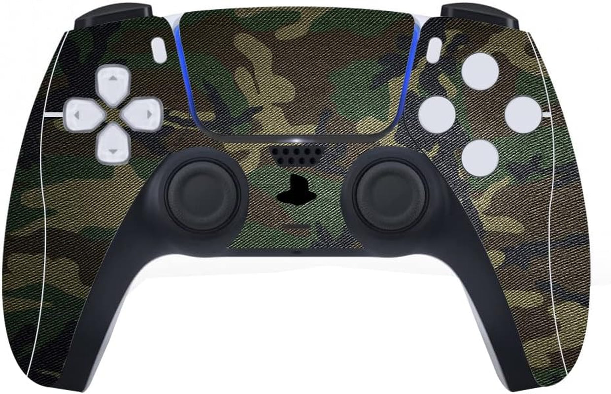 Army Green Camouflage Full Set Skin Decal for Ps5 Console Digital Edition, Sticker Vinyl Decal Cover for Ps5 Controller & Charging Station & Headset & Media Remote