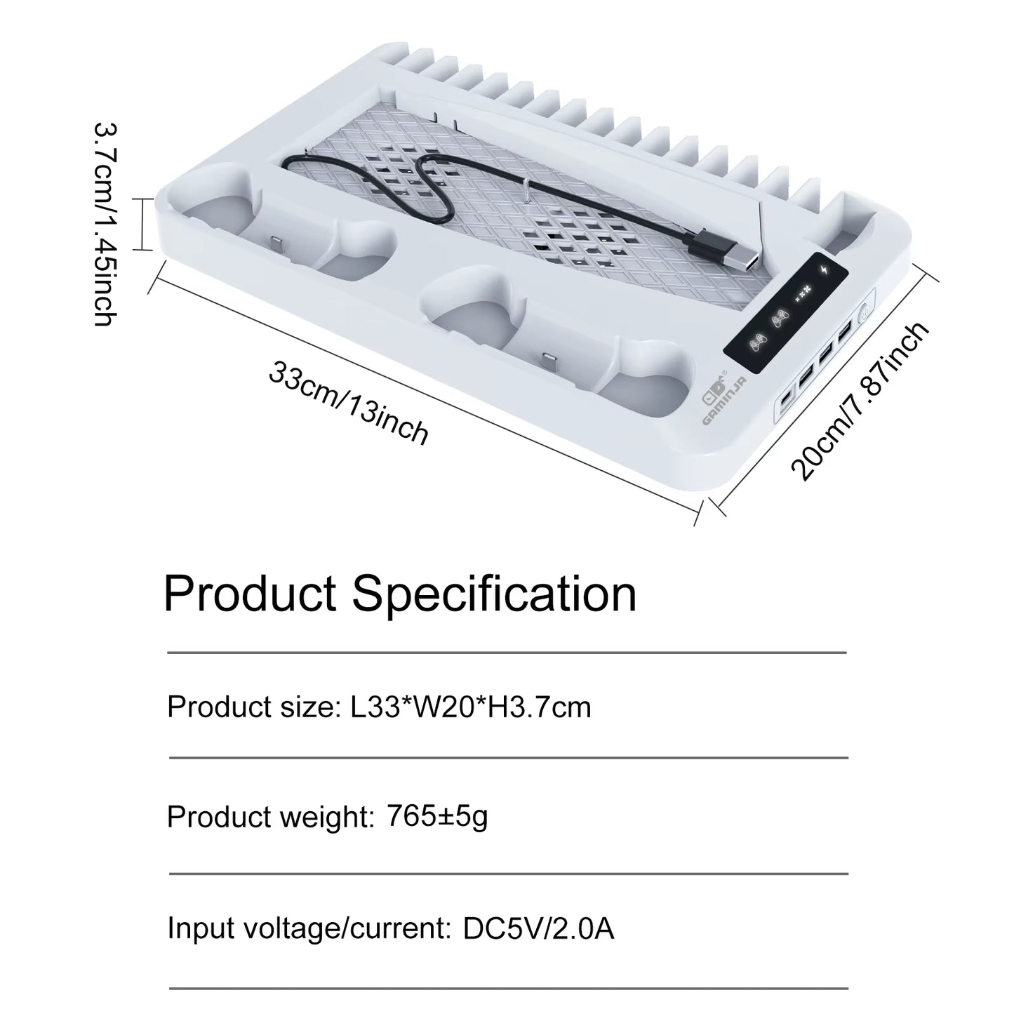 P58 RGB Cooling Stand for PS5 Slim Console Gamepad Charging Base Headset Hook Game CD Storage Rack for PS5 Disc&Digital