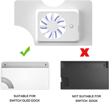 Switch OLED Cooling Fan, Powerful and Quiet Switch OLED Dock Fan, Switch OLED Accessories - White