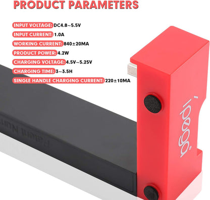 Switch Controller Charger Dock Station, Charger for 4 Joy-Cons with 4 Joy Con Charging Slots, 2 USB 2.0 Plugs and Charging Indicator