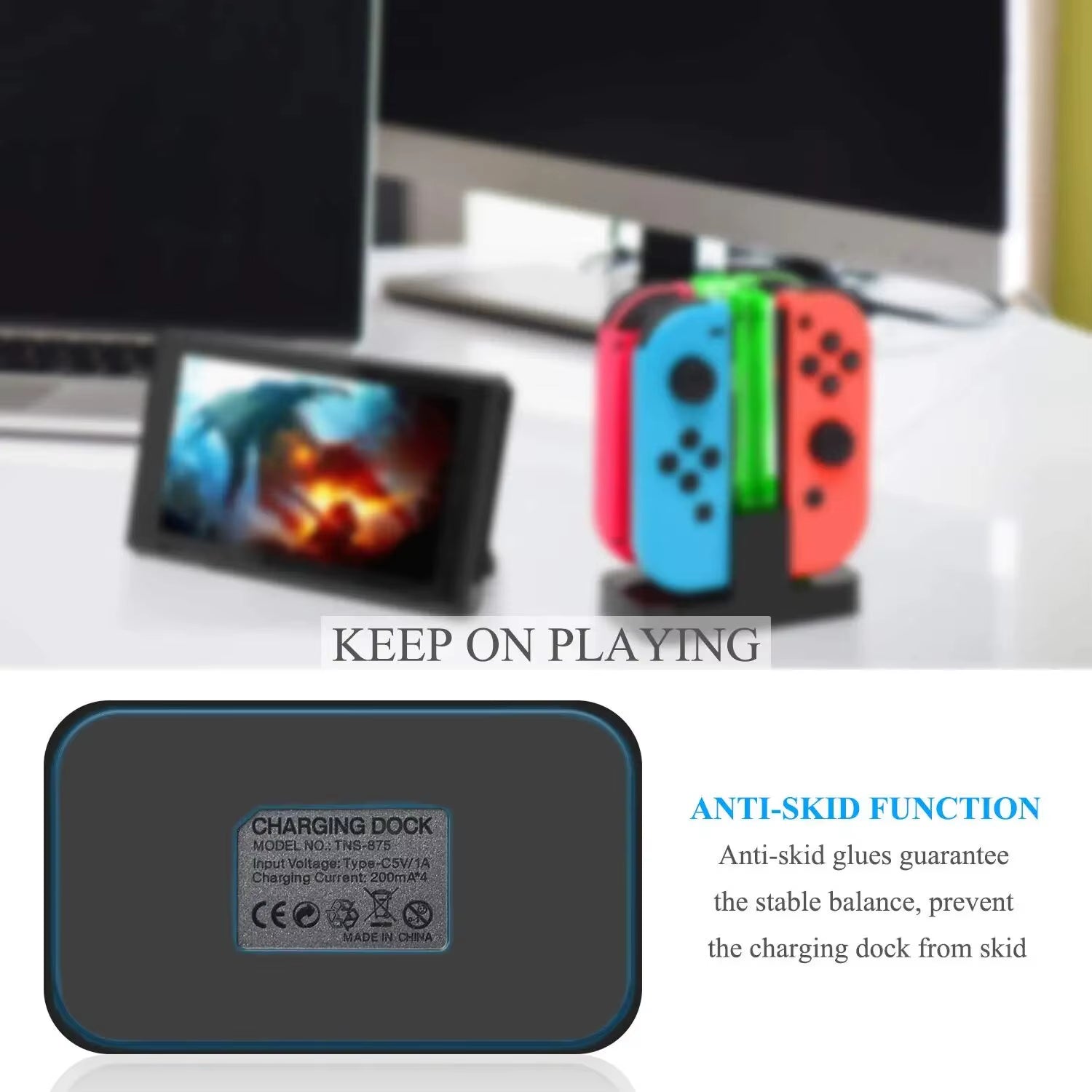 DOBE Charging Dock Compatible with Switch for Joy Con & OLED Model Controller with Lamppost LED Indication TNS-875