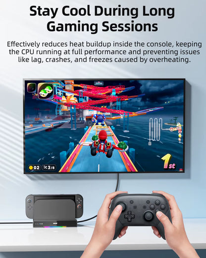 for Switch 2 Dock RGB Cooling Fan Portable HUB Expansion Base Wall Mount with NGC for Switch 2 Accessories