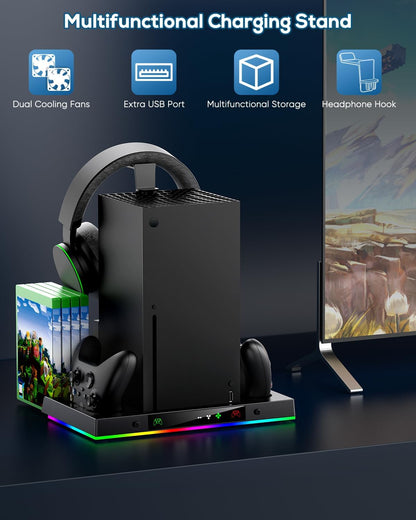 Upgrade Cooling Fan&Dual Charging Stand for Xbox Series X Console&Contro