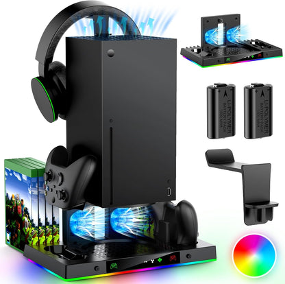 Upgrade Cooling Fan&Dual Charging Stand for Xbox Series X Console&Contro
