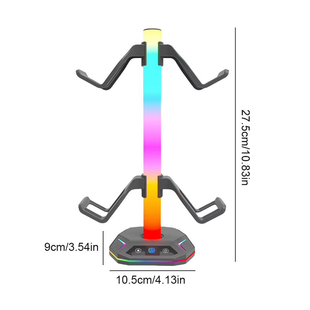 RGB Game Controller Holder 8 Lighting Effects Gaming Headphones Stand with 3 USB Ports Gamepad Display Rack for Switch PS5 Xbox