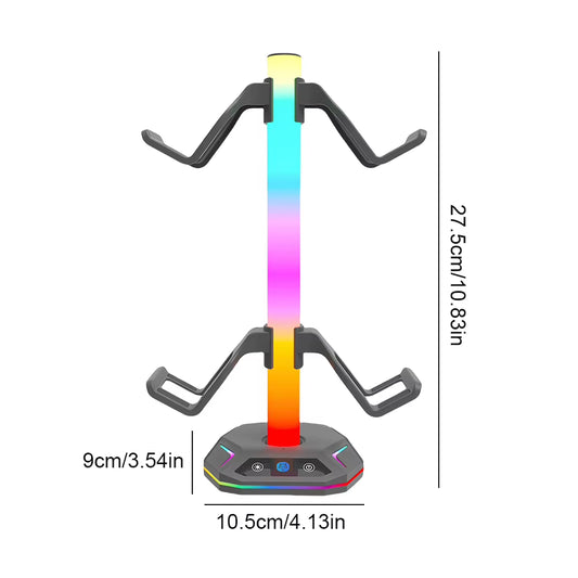 RGB Game Controller Holder 8 Lighting Effects Gaming Headphones Stand with 3 USB Ports Gamepad Display Rack for Switch PS5 Xbox