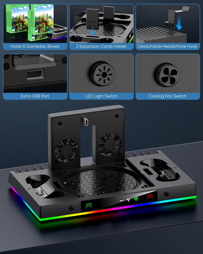 Upgrade Cooling Fan&Dual Charging Stand for Xbox Series X Console&Contro