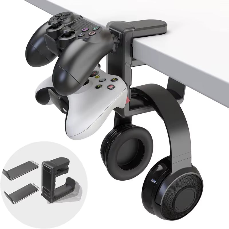 Universal 360° Rotating Headphone Stand Desktop Headset Holder PC Gaming Wall Mount Desk Hanger Hook for Earphone Controller