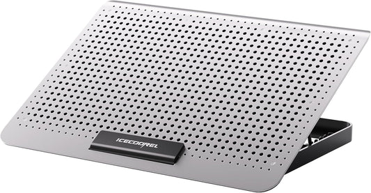 Aluminum Laptop Cooling Pad, Laptop Cooler Stand with 7 Height Adjustable, Laptop Fan Cooling Pad for Laptop 12-15.6 Inch, Notebook Cooler Pad with Two USB Port (Silver)