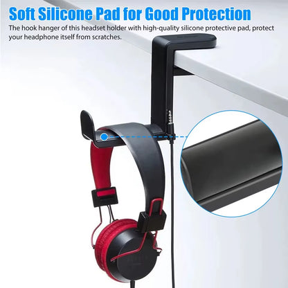 Universal 360° Rotating Headphone Stand Desktop Headset Holder PC Gaming Wall Mount Desk Hanger Hook for Earphone Controller