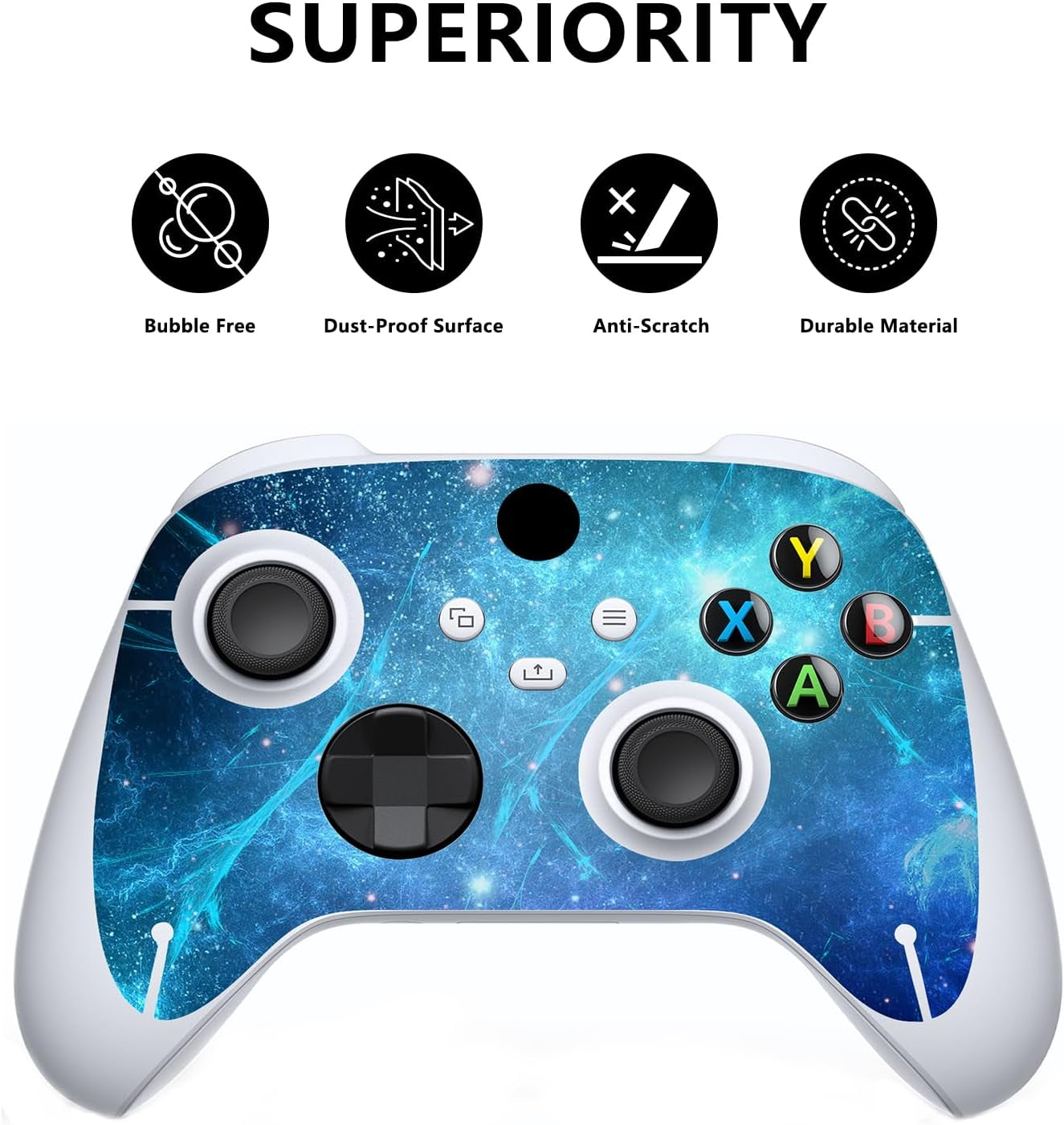 Blue Nebula Custom Vinyl Skins for Xbox Core Wireless Controller, Wrap Decal Cover Stickers for Xbox Series S Console Controller